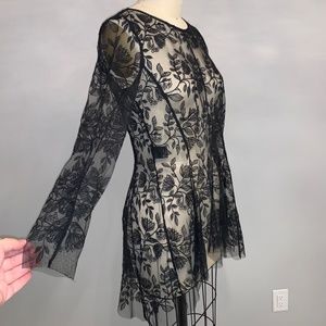 Per Se Embroidered Mesh Top